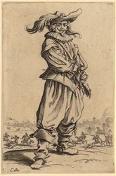 Warrior with the Large Feathered Hat, Plate 3 from the Series "The Nobility"