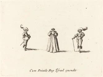 Lady Seen from Behind, and Two Gentlemen, Probably 1634