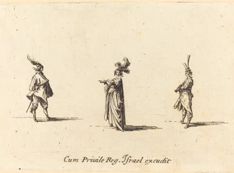 Lady with Plumed Hat, and Two Gentlemen