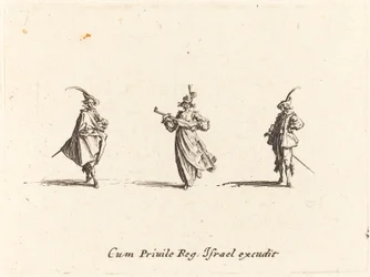 Lady with String Instrument, and Two Gentlemen