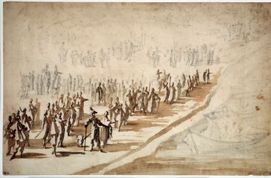 Louis XIII and Richelieu attending the departure of the troops for the Isle of Re