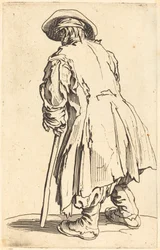 Old Beggar with One Crutch