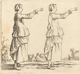 Peasant Woman, in Profile, Facing Right, with Arm Extended