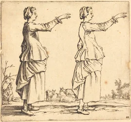 Peasant Woman, in Profile, Facing Right, with Arm Extended, 1617 and 1621
