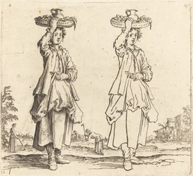 Peasant Woman with Basket on Head, Front View