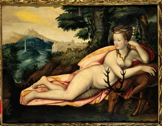 Representation of Diane de Poitiers (1499-1566) Lady of Breze, Duchess of Valentinois. Painting by Jacques Callot (1592-1635) 16th century
