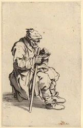 Seated Beggars Eating, Plate 24 from the Series "The Beggars"