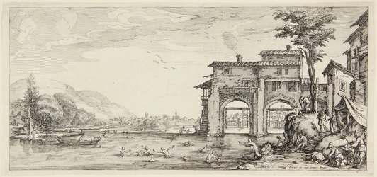 The Bathers, from the series "Paysages gravées pour Jean de Médicis, Paysages dessinés à Florence" (Landscapes for Giovanni de Medici or Landscapes Designed in Florence)
