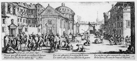The Hospital, plate 15 from The Miseries and Misfortunes of War, engraved by Israel Henriet