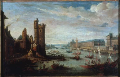 The Tour de Nesle, the Grande Galerie and the Louvre, seen from Pont-Neuf, circa 1630, between 1625 and 1635