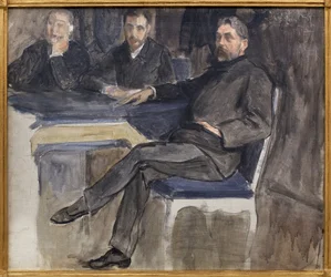 Study for the portrait of Stephane Mallarme (1842-1898) and his friends from La Revue Independante. Painting by Jacques Emile Blanche (1861-1942)