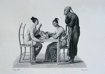 Chinese playing Tchonka in Coupang, Timor, from 