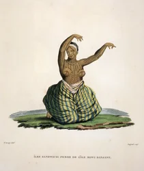 Dancing Woman from the Island of Maui, in the Hawaiian Islands, Engraved by Parfait Augrand