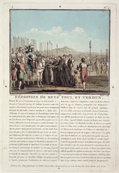 Henri II (1519-59) Receives the Keys of Metz, Toul and Verdun (1552), Engraved by Jean Baptiste Morret, 1790