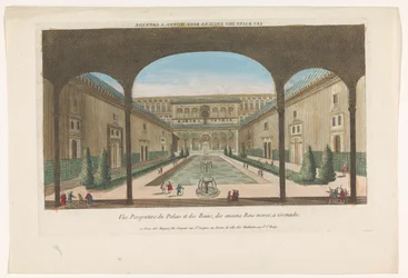 View of a Courtyard with Fountains of the Alhambra in Granada