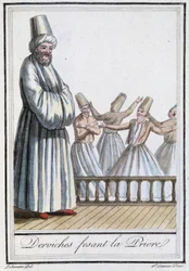Dervishes praying (Whirling Dervishes) - in Encyclopedia of Travels by Grasset Saint Sauveur, ed. Paris 1796