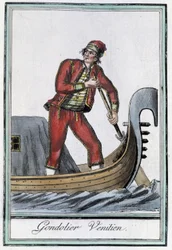 Gondolier in Venice - in Encyclopedia of Voyages by Grasset Saint Sauveur, ed. Paris 1796