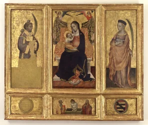 Madonna and Child with Saints Stephen and Lucy; Christ in the Tomb and Saints Peter and Paul, c.1425