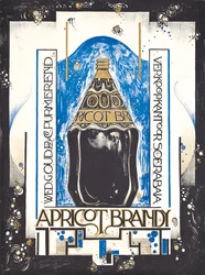 Poster advertising apricot brandy, for the wine and sherry seller Oud