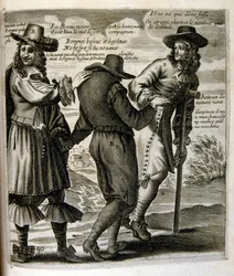17th century engraved illustration from a collection of proverbs by Jacques Lagniet