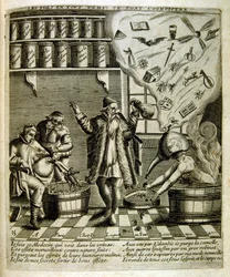 17th century engraved illustration from a collection of proverbs by Jacques Lagniet