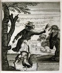 17th century engraved illustration from a collection of proverbs by Jacques Lagniet