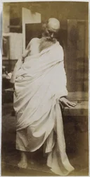 Study of a Male Model, an Old Man with Beard Draped in White Cloth, in the Studio of Jacques de Lalaing