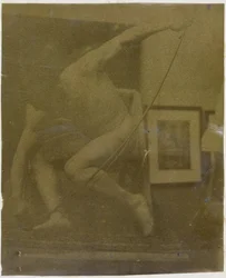 Study of a Male Nude Model, Crouching with a Bow in Hand, in the Studio of Jacques de Lalaing