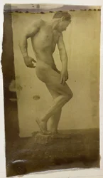 Study of a Male Nude Model, Standing and Seen from the Side, in the Studio of Jacques de Lalaing
