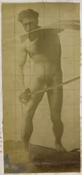 Study of a Male Nude Model, Standing with Sword and Shield in Hand, in the Studio of Jacques de Lalaing