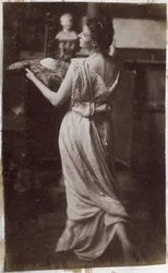Study of a Female Model in Drapery, Seen from the Back, in the Studio of Jacques de Lalaing