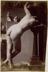 Study of a Female Nude Model, Seen from the Back, in the Studio of Jacques de Lalaing, Preliminary Study for Circular Fountain