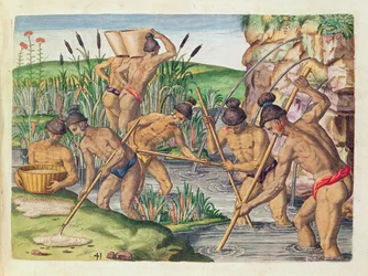 How the Indians Collect Gold from the Streams, from 