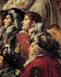 The Rite of Napoleon. Detail representing Auguste Jean-Gabriel de Caulaincourt (1777-1809), Eugene Rose de Beauharnais, known as Prince Eugene (1781-1824), and Charles Maurice de Talleyrand-Perigord, known as Talleyrand (1754-1838), during the Sacre of