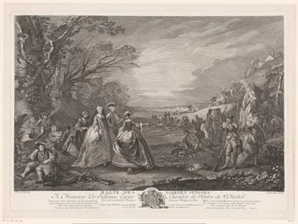 Landscape with Four Figures Visiting a Military Camp