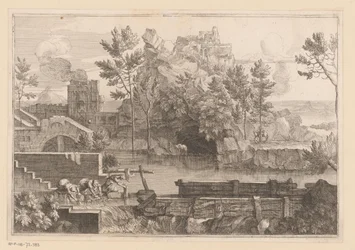 Landscape with Lake and Three Bathing Women