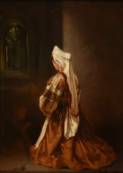 Young Roman Woman Praying in a Church