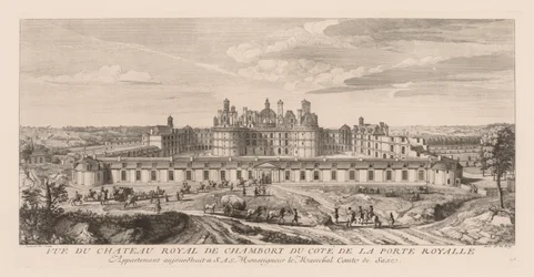 View of the Royal Château of Chambord, from the side of the Royal Gate