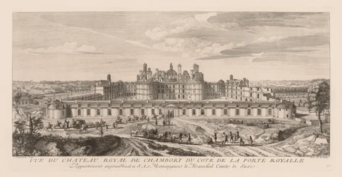 View of the Royal Château of Chambord, from the side of the Royal Gate