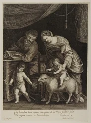 Holy Family with Saint John (engraved by Gilles Rousselet)