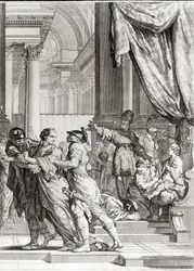 Jehoiada, High Priest of Jerusalem Proclaiming Prince Joash as King of Judah, scene from 
