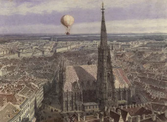 Balloon Flight over Vienna (View of Vienna from the Southwest with a Balloon over the City)