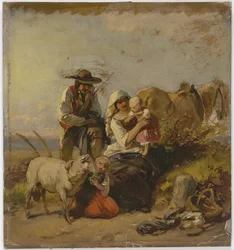 Peasant Family with Horse and Goat in the Field