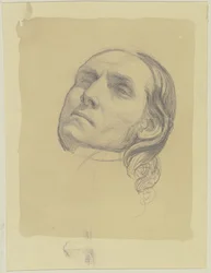 Reclining Head of a Farmer with Half-Open Eyes
