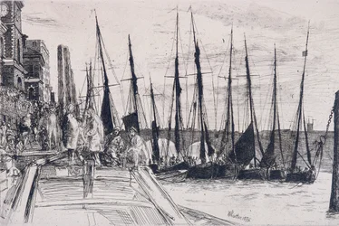 Boats alongside Billingsgate, London