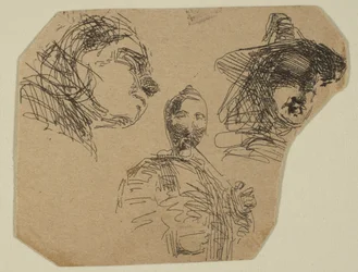 Two Female Heads and Standing Figure from Sketches on the Coast Survey Plate