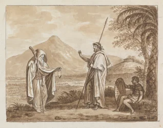 Old Man, Warrior and Boy in a Classical Landscape