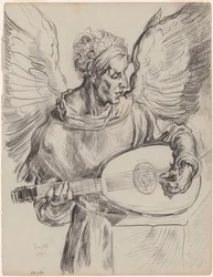 After Dürer: Seraph Playing Lute