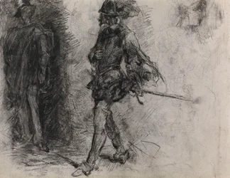 Spaniard Standing in the Shadow, Another Man and a Head in Profile