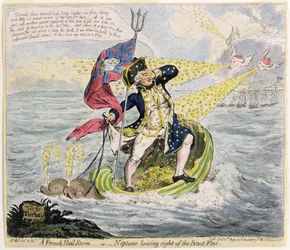 A French Hail Storm, or Neptune losing sight of the Brest Fleet (published by Hannah Humphrey in 1793)
